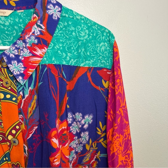 Sold Soft Surroundings Colorful Button-Up Tunic Embroidered Floral - Picture 4 of 16